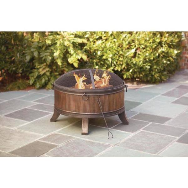 Hampton Bay Emberjack 36 in. Round Steel Fire Pit, Antique Bronze