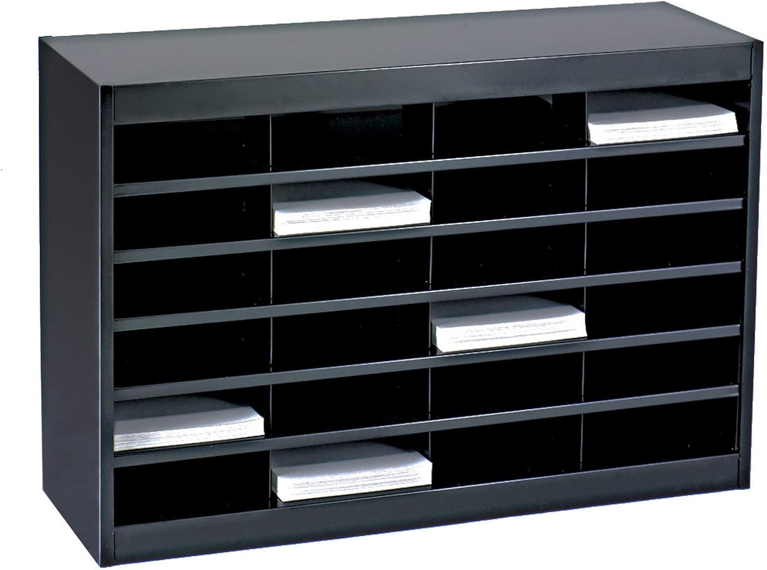 Safco Products E-Z Stor Literature Organizer, 24 Compartment, 9211BLR, Black Powder Coat Finish, Commercial-Grade Steel Construction, Eco-Friendly