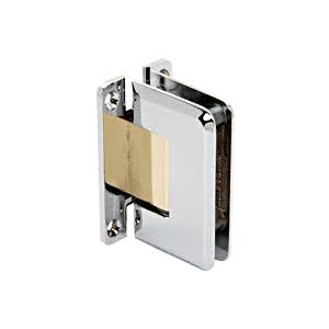 CRL P1n037cba Chrome with Brass Accents Pinnacle 037 Series Wall Mount Full Back Plate Standard HINGE, Silver