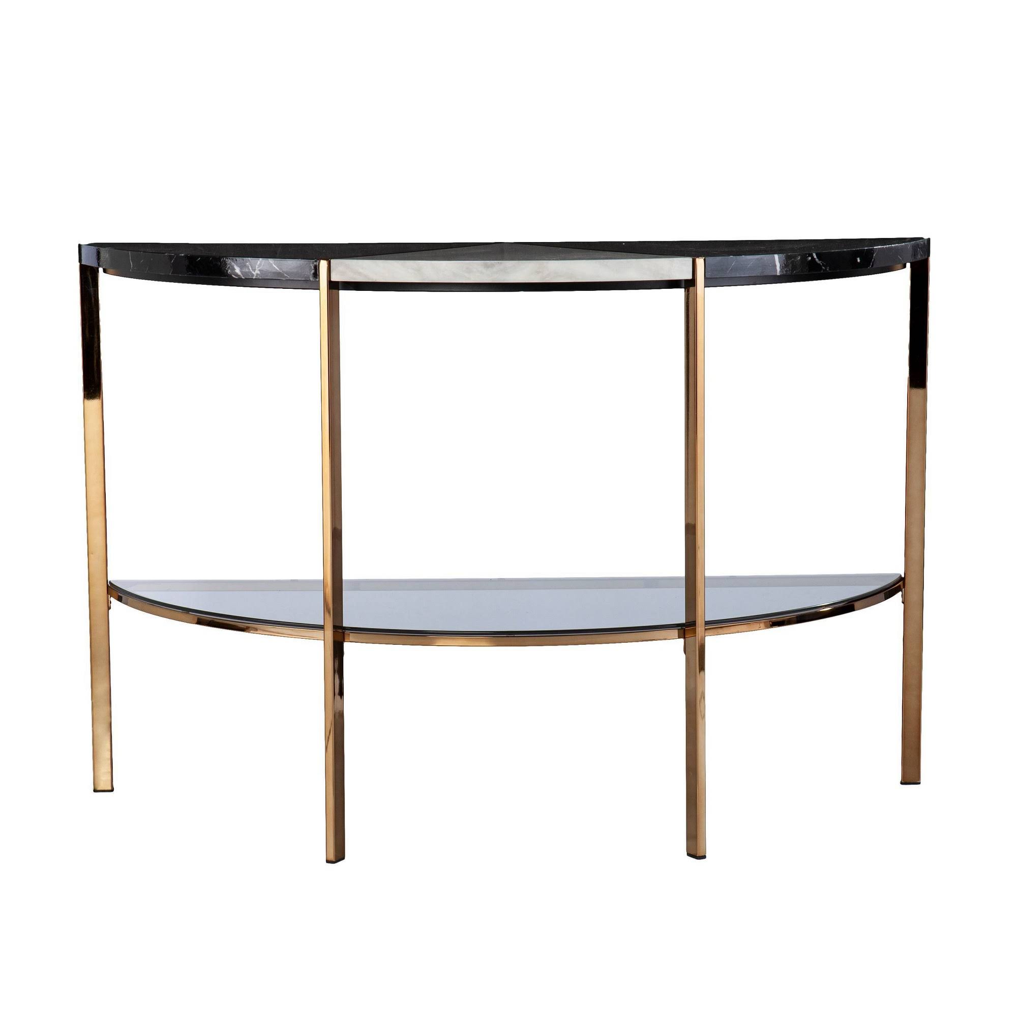 Lenaedo Demilune Console Table Black/White/Gold - Aiden Lane