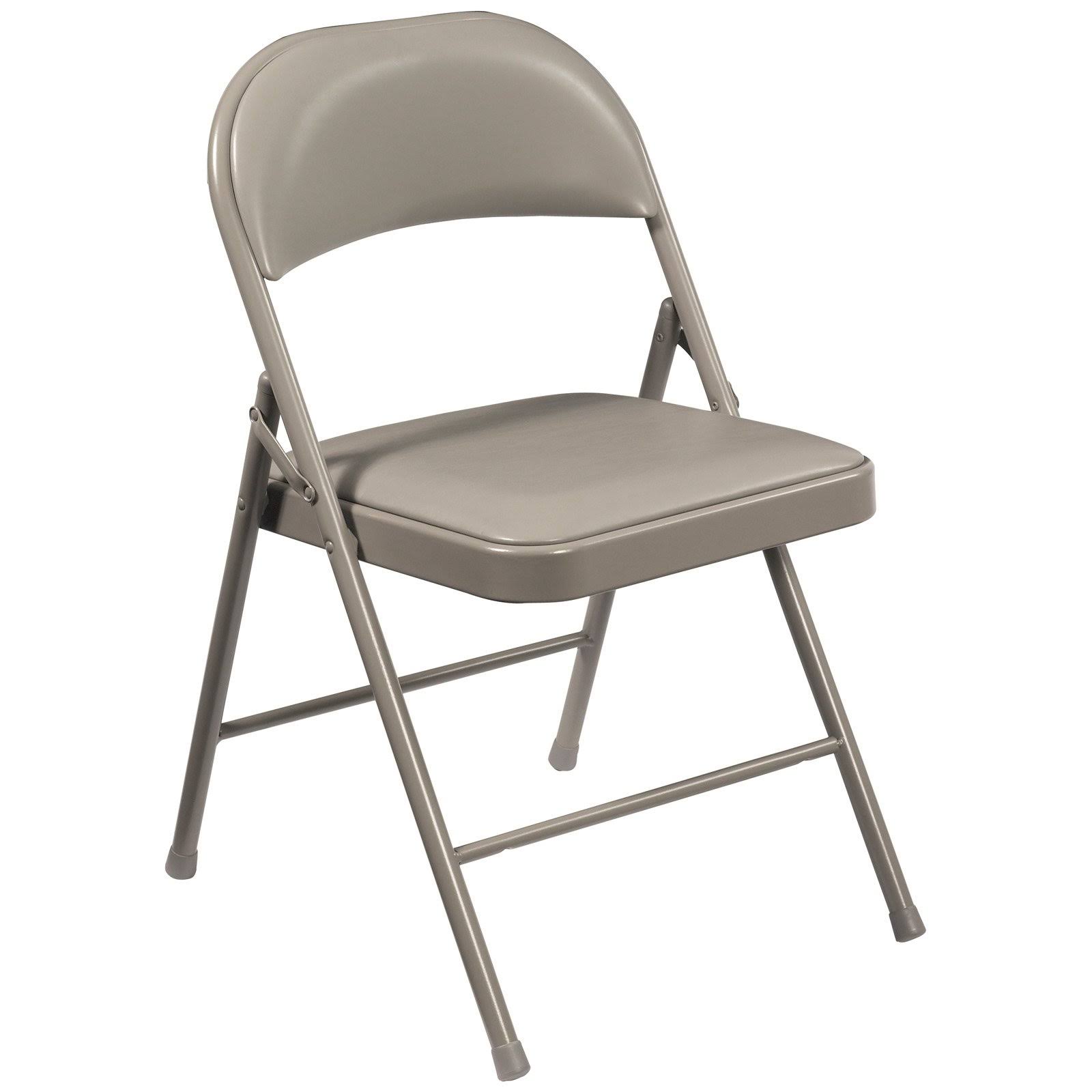 (4 Pack) Commercialine Vinyl Padded Folding Chair (Grey), Gray, National Public Seating