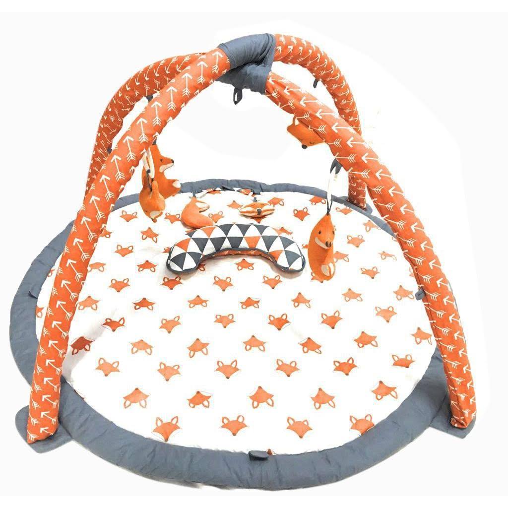 Bacati Playmat/Baby Activity Gym with Mat, Playful Fox Orange/Grey