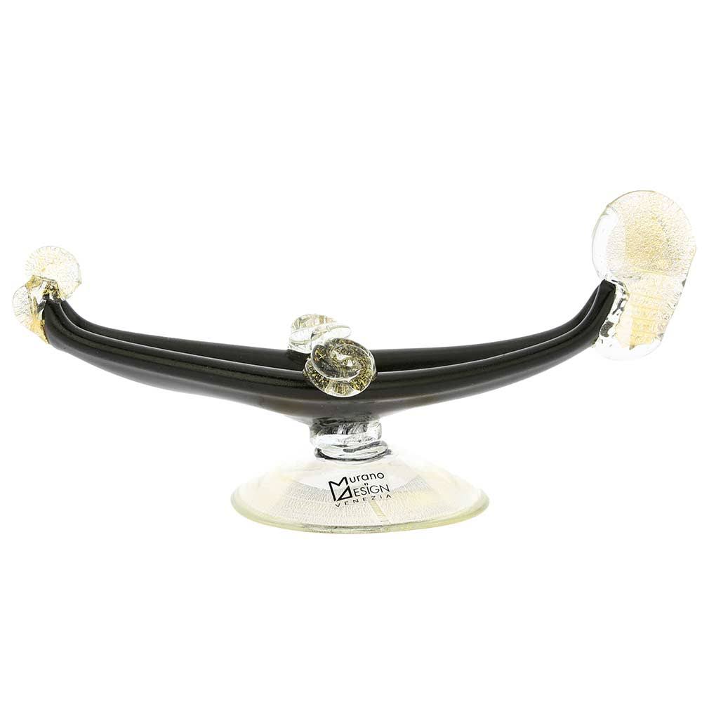 Murano Glass Gondola Black and Gold