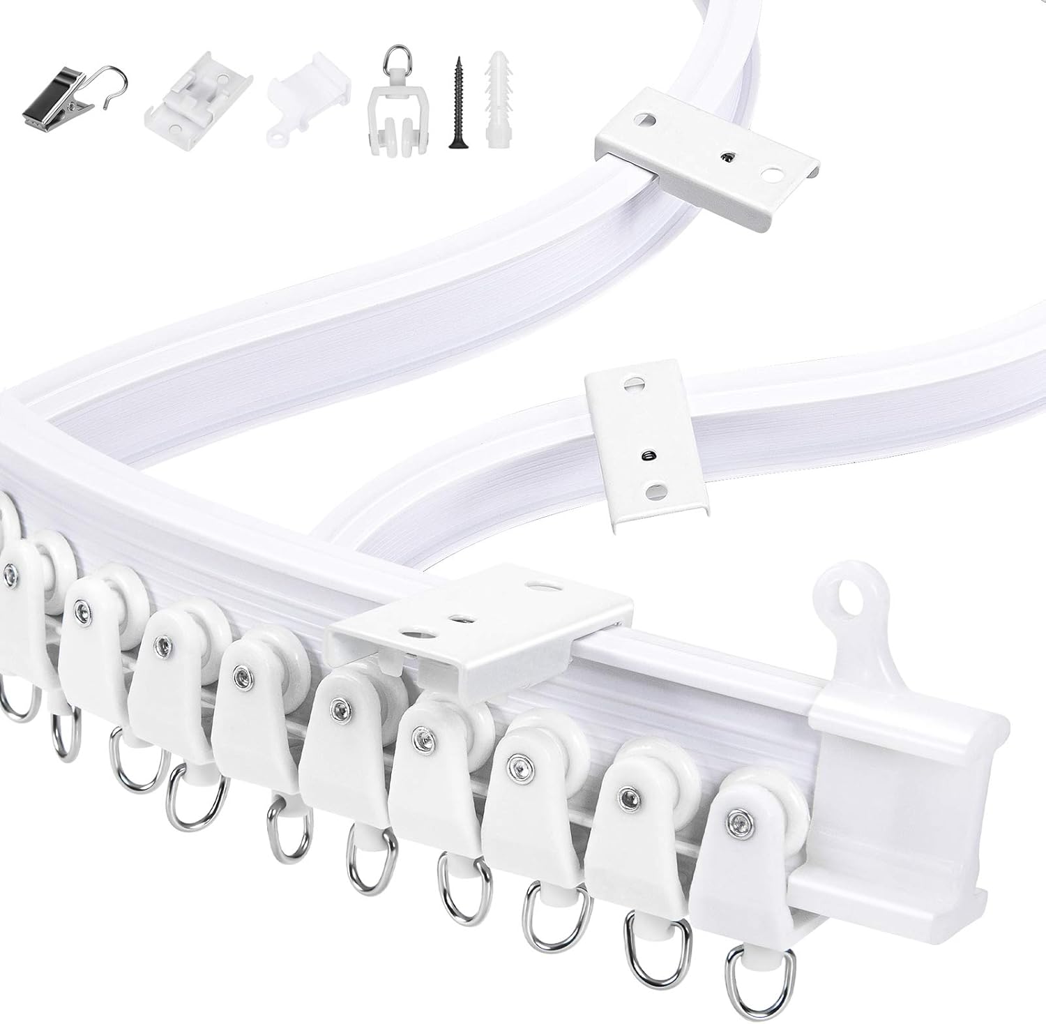 INAVIS Ceiling Curtain Track-Flexible Curtain Track&nbsp;| Ceiling Track Ceiling Mount for Curtain Rail with Track Curtain System | RV Curtain Track | Room Divider | Curtain Rods, 16.4 FT (5 Meters)