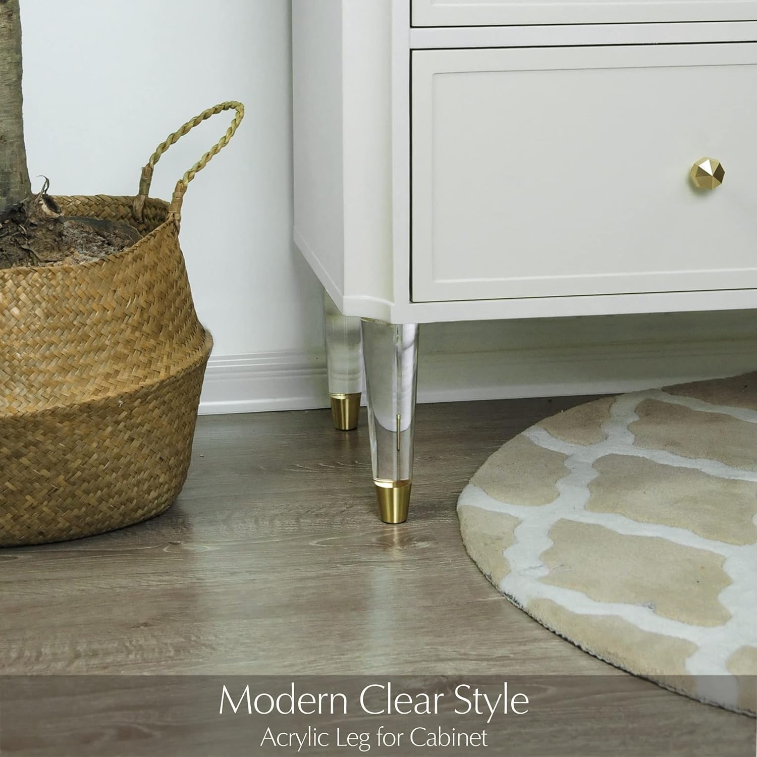 Acrylic Furniture Legs Replacement Cabinet Feet Modern Home Decor DIY Clear Legs Tapered Style Set of 4 (7.8inch) Pack of 2