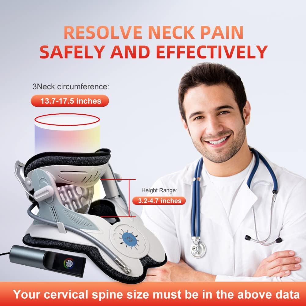 Cervical Neck Traction Device,Electric Air Pump Cervical Pain Relief Device,Stretcher by 8 Built-in Airbag Support