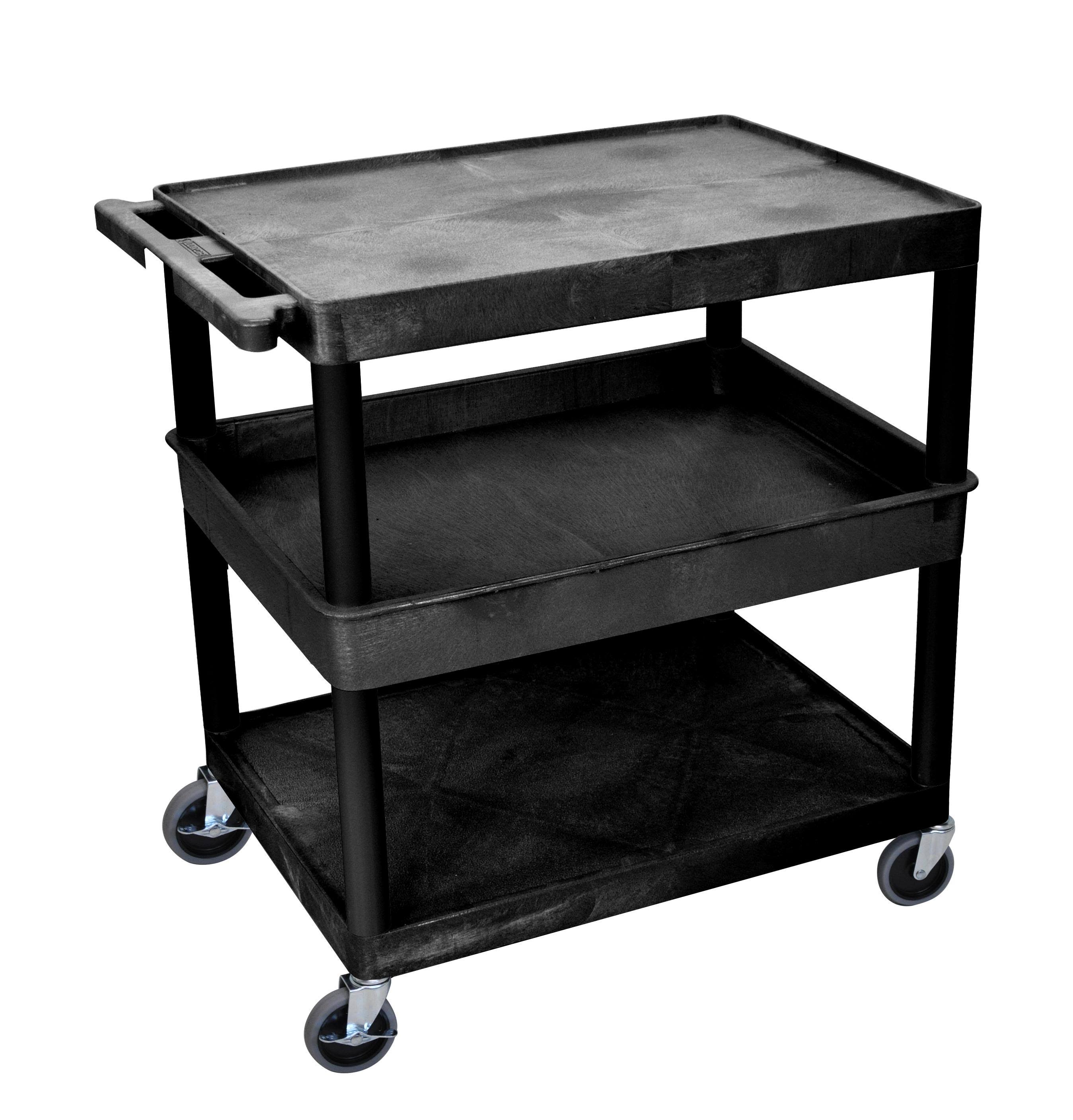 Luxor TC212-B 3 Shelf Large Black Tub Cart
