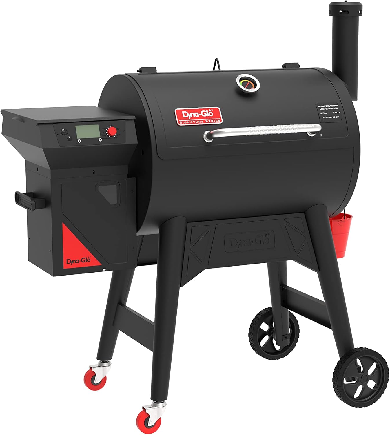Dyna-Glo DGSS7002BPW-D Signature Series 706 Total Sq. in. Wood Grill Pellet Grill & Smoker, Black/red