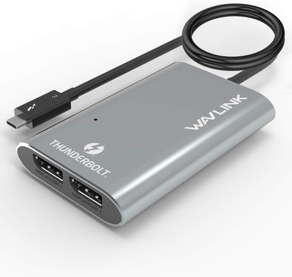 WAVLINK USB-C Type C to Dual DisplayPort Adapter, Supports Up to Two 4K@60Hz Monitors Thunderbolt 3 Systems from Mac and Windows