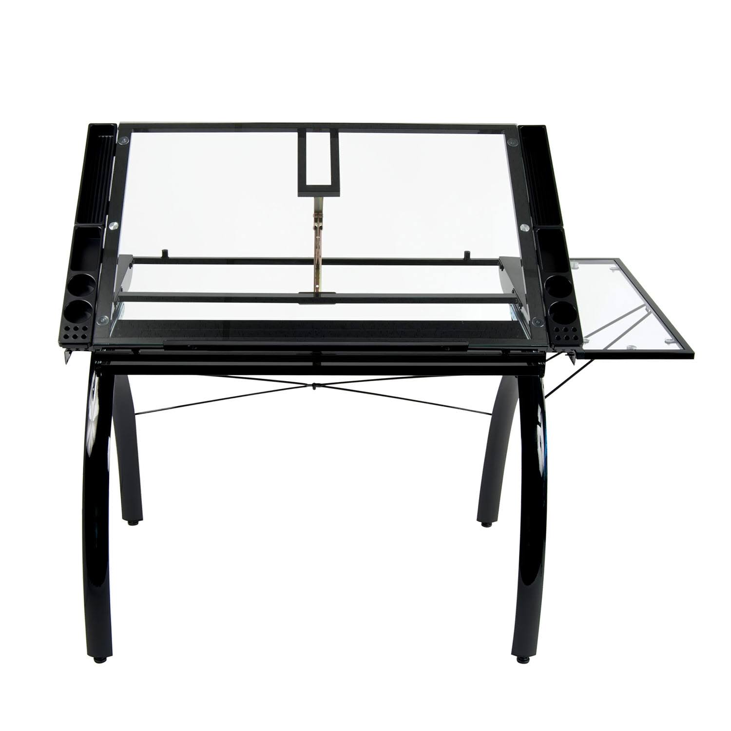 Studio Designs Futura Craft Station with Folding Shelf - Black/Clear Glass