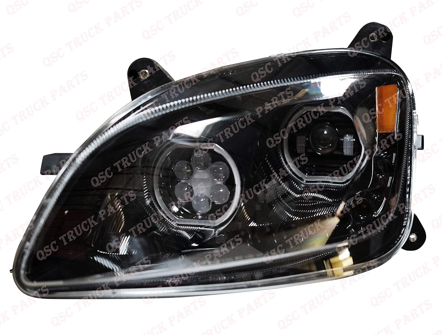 QSC Full LED Performance Black Headlight Assembly Pair for Peterbilt 579 587