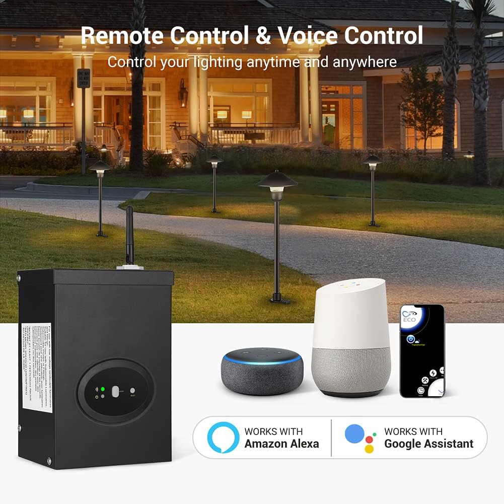 DEWENWILS 300W Smart Wi-Fi Low Voltage Transformer, Schedule & Timer, Compatible with Alexa and Google Home, 120V AC to 12V/14V AC, Weatherproof for Landscaping Light, Spotlight, Pathway Light