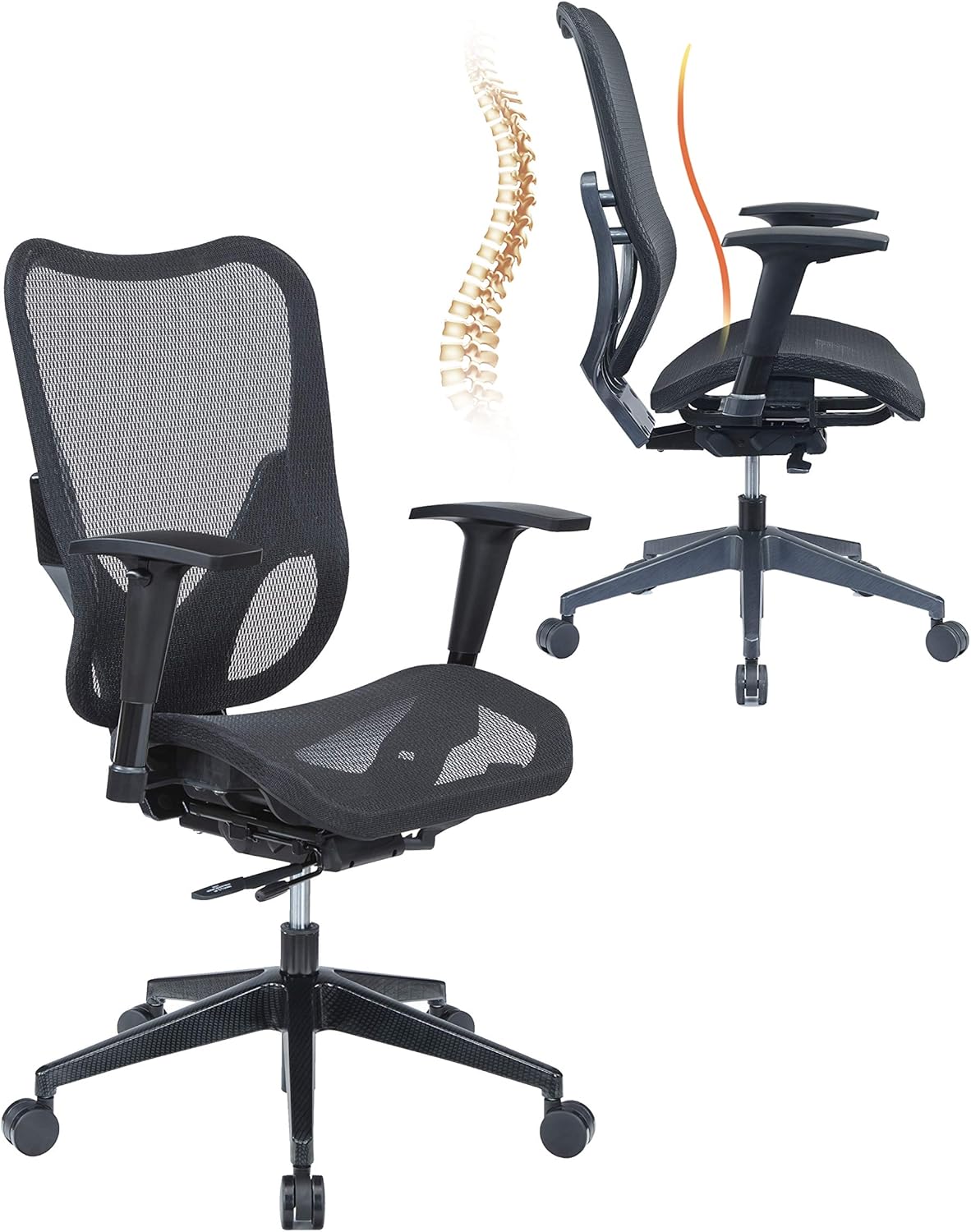 Mesh3 Home Office Mesh Chair Ergonomic Desk Chair with Back Support and Adjustable Armrests for Work from Home and Student Desk Chair with Wheels BIFMA Black HY-104BK