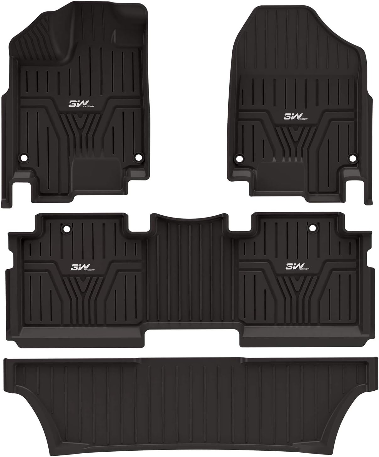 3W Floor Mats Compatible for Honda Odyssey 2018-2022, Custom Fit Floor Liner for Honda Odyssey, 1st 2nd and 3rd Row Full Set TPE All-Weather Custom Fit Car Liners Black
