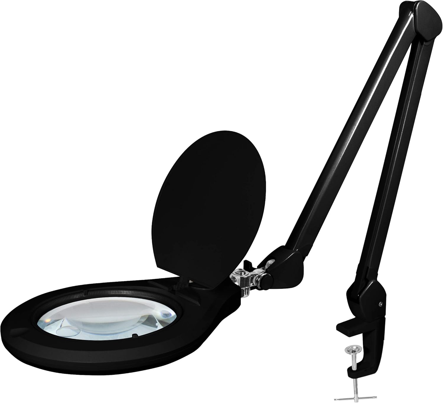 Neatfi Elite XL HD Bifocals 72pcs SMD LED Super LED Magnifying Lamp with Clamp, 6 inches Glass Lens, 5 Diopter with 12 Diopter, 6000-7000K, Glare-Free, Nonpolar Dimming (Black)