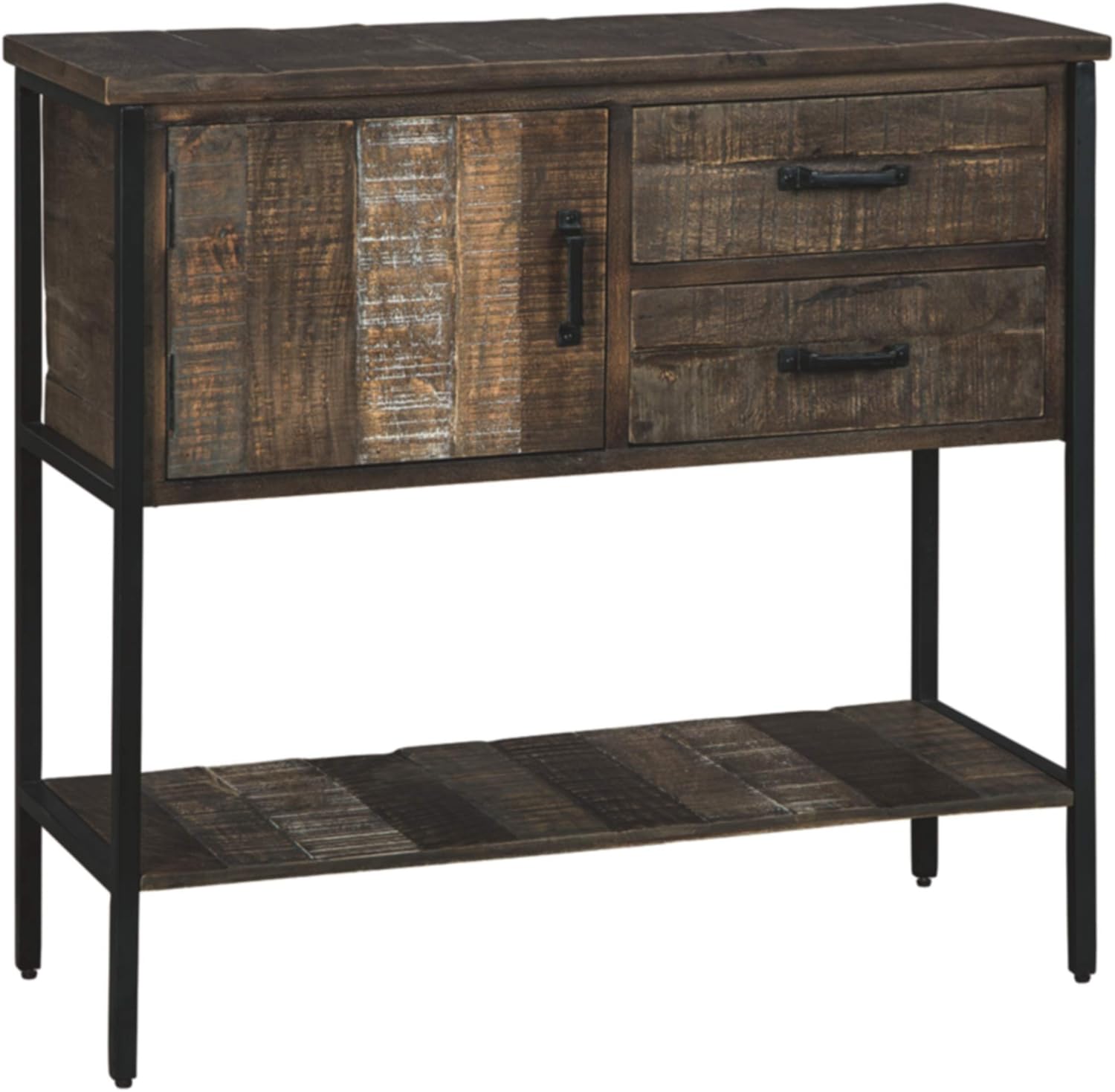 Signature Design by Ashley Lamoney Rustic Console Sofa Table, Brown & Industrial Black