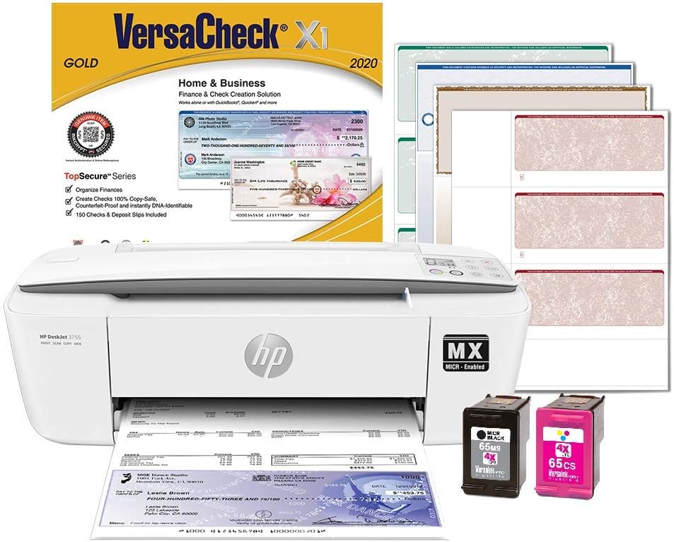 VersaCheck HP DeskJet 3755 MX MICR Check Printer and VersaCheck Gold Check Printing Software Bundle, (3755MX)