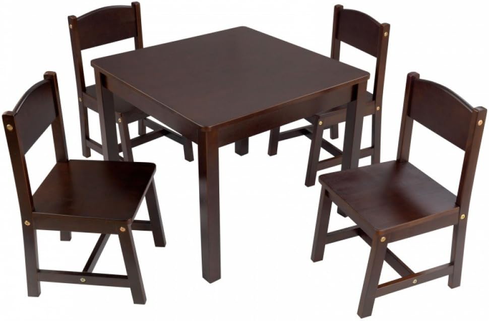 KidKraft Wooden Farmhouse Table & 4 Chairs Set, Children's Furniture for Arts and Activity &ndash; Natural, Gift for Ages 3-8