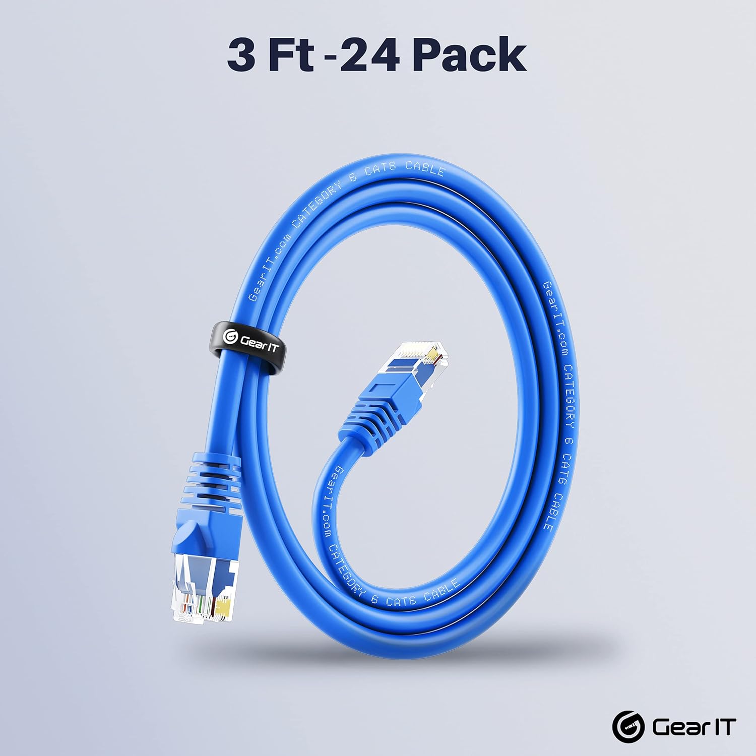 GearIT Cat 6 Ethernet Cable 3 ft (24-Pack) - Cat6 Patch Cable, Cat 6 Patch Cable, Cat6 Cable, Cat 6 Cable, Cat6 Ethernet Cable, Network Cable, Internet Cable - Blue 3 Feet Pack of 2