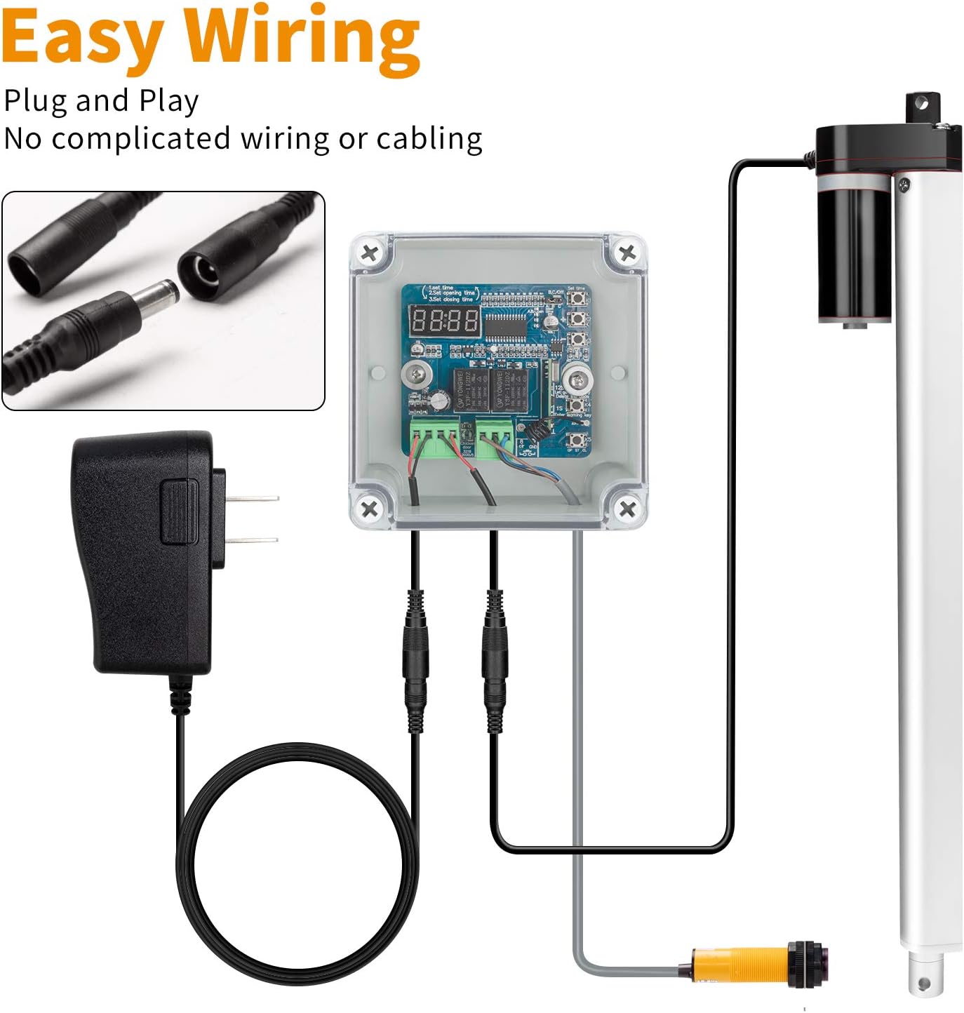 Automatic Chicken Coop Door Timer Auto Door Opener Kit with Infrared Sensor to Prevent Chicken Duck, Goose from Being Crushed Rainproof Auto Chicken Guard Door with Remote Control Actuator Motor