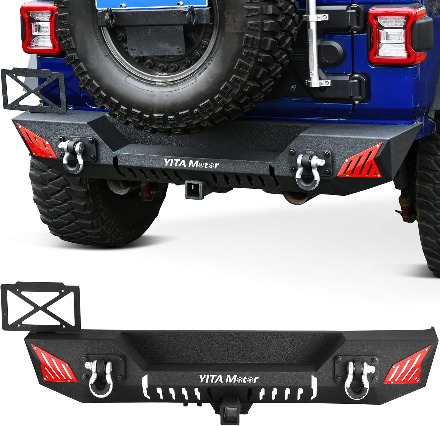 YITAMOTOR Rear Bumper Compatible with 2018-2022 Jeep Wrangler JL & JL Unlimited (2/4 Doors), w/ 2