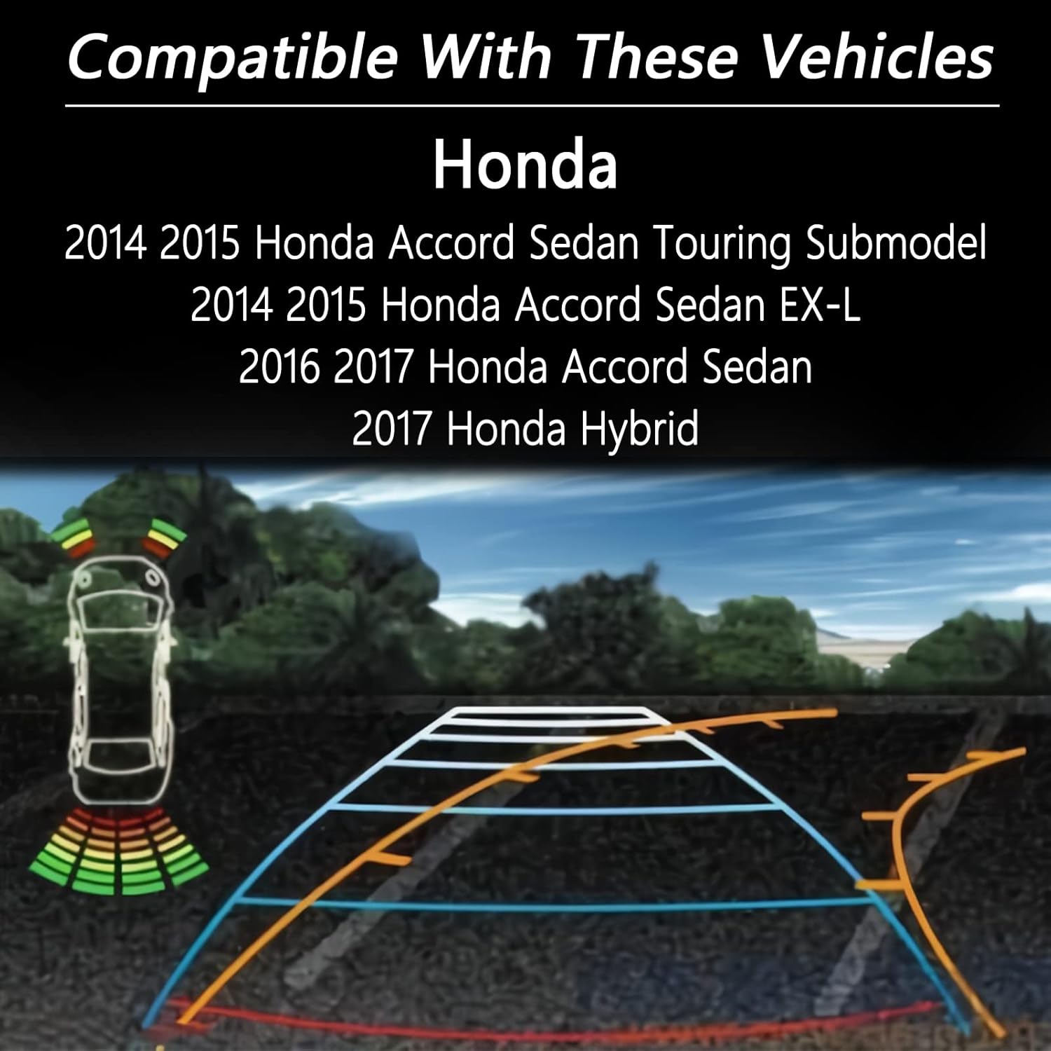 Rear View Back Up Camera Multiangle Views Compatible with 2014 2015 Honda Accord Sedan EX-L,2016 2017 Honda Accord Sedan,2017 Honda Hybrid,Replace#:39530-T2A-A21 39530-T2A-A31 Backup/Rear View Camera