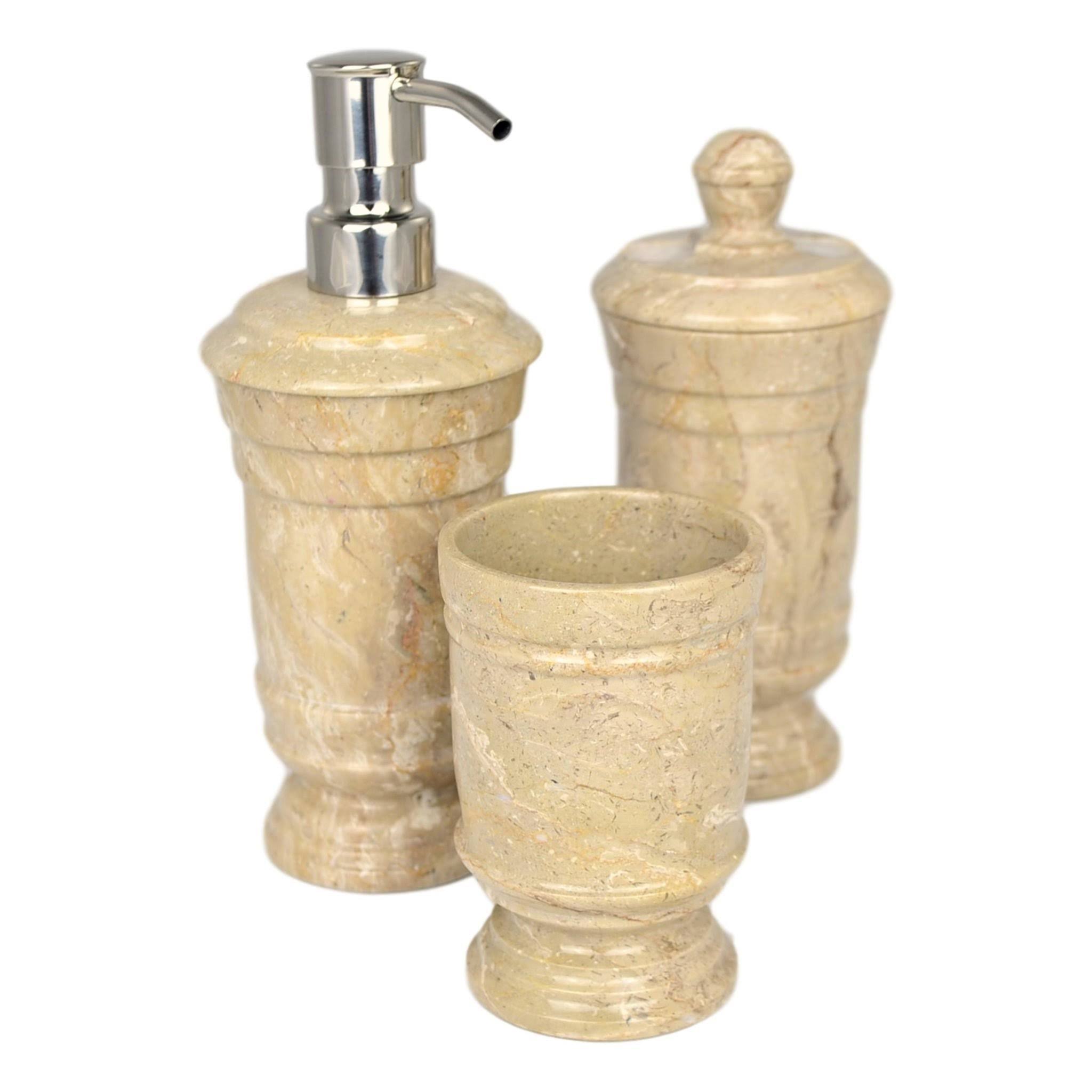 Nature Home Decor Sahara Beige Marble 3 Piece Bathroom Accessory Set