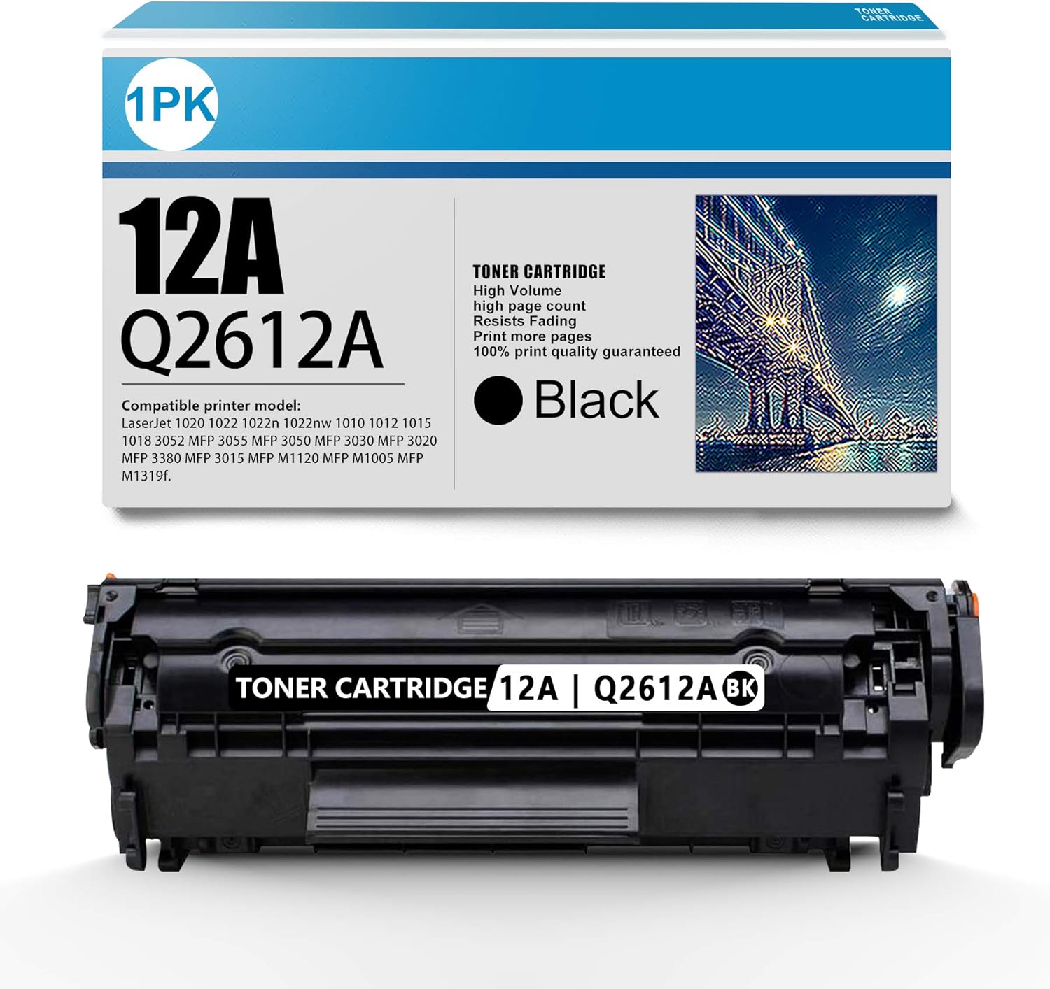 1 Pack Black High Yield Toner Cartridge 12A | Q2612A Replacement for HP 1020 1022 1022n 1022nw 1010 1012 1015 1018 3052 MFP 3055 MFP 3050 MFP 3030 MFP 3020 MFP Printer Ink Cartridge. Pack of 2