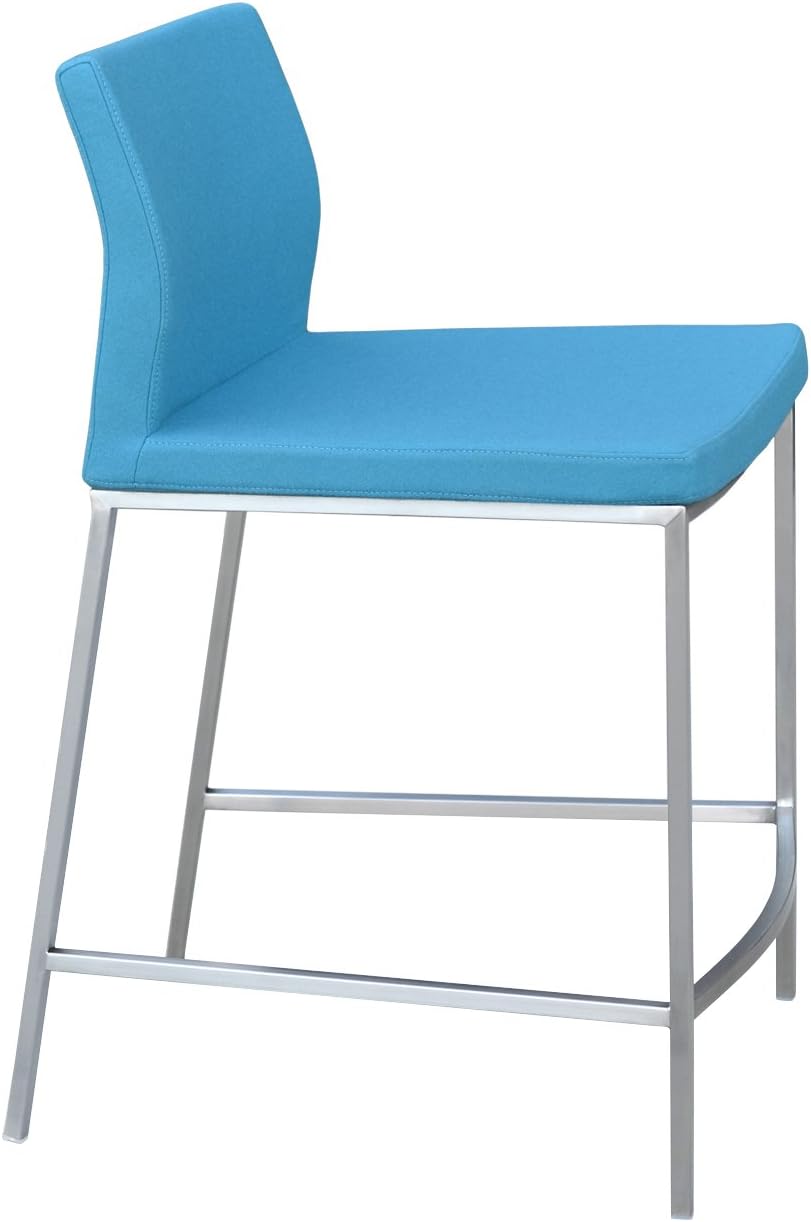 Soho Concept Pasha Chrome Low Back Stools with with Stainless Steel Base, White Leatherette,