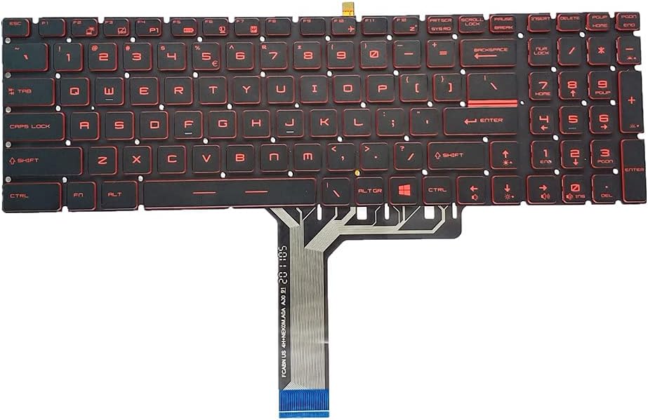 ZHAWULEEFB Replacement New Keyboard for MSI GL65 GL65-9RC GL65-9SC GL65-9SD GL65-9SD GL65-9SE GL65-Leopard GP75 GP75 American red Keyboard with Backlight Pack of 2