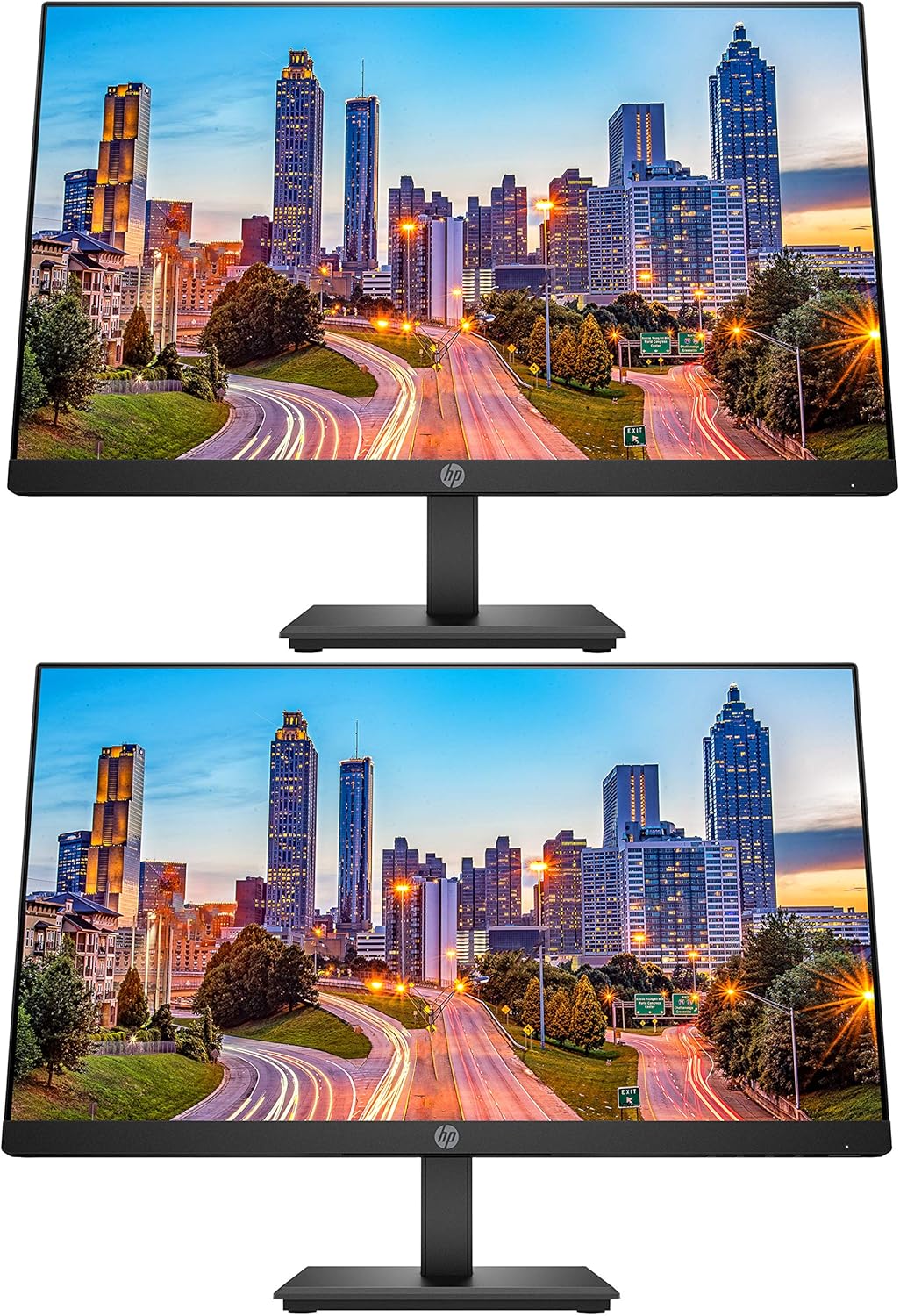 HP P224 21.5 Inch Monitor 2-Pack, FHD 1920 x 1080, LED Backlit, IPS, Vesa Compatible, Anti-Glare, Tilt (HDMI, VGA and DisplayPort) for Home and Office