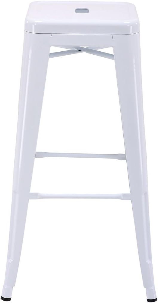 OSP Home Furnishings Patterson 30-inch Metal Backless Barstool, White, 4-pack