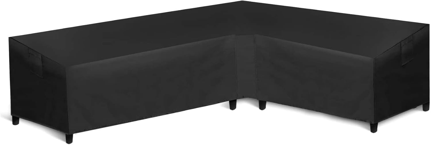 WLEAFJ Patio L-Shaped Sectional Sofa Cover Waterproof, Heavy Duty Outdoor Sectional Couch Cover, Lawn Patio Furniture Cover with Air Vent, Right Facing, 104
