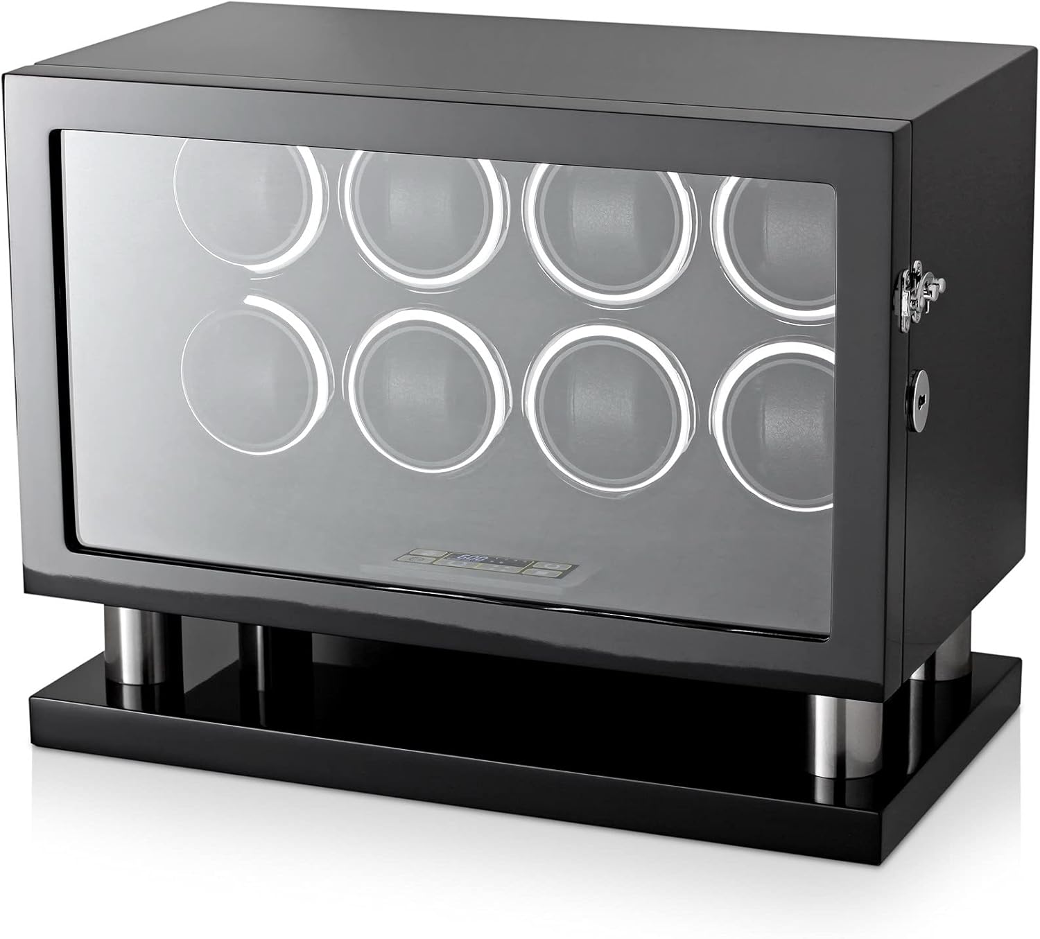 Watch Winder for 8 Automatic Watches with LED Backlight and LCD Touchscreen Control