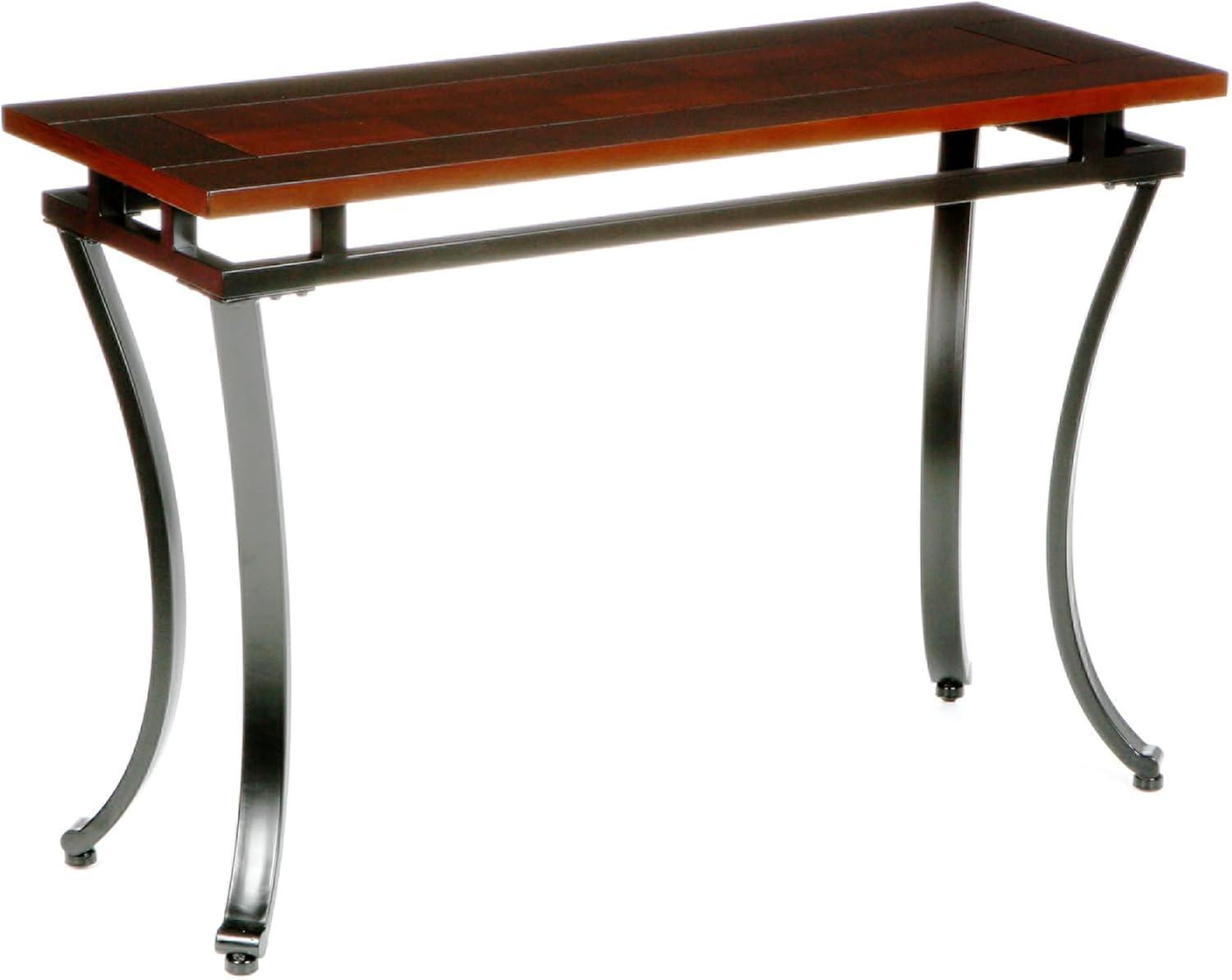 Modesto Sofa Console Table - Checkerboard Two Tone Wood Top - Black Metal Frame