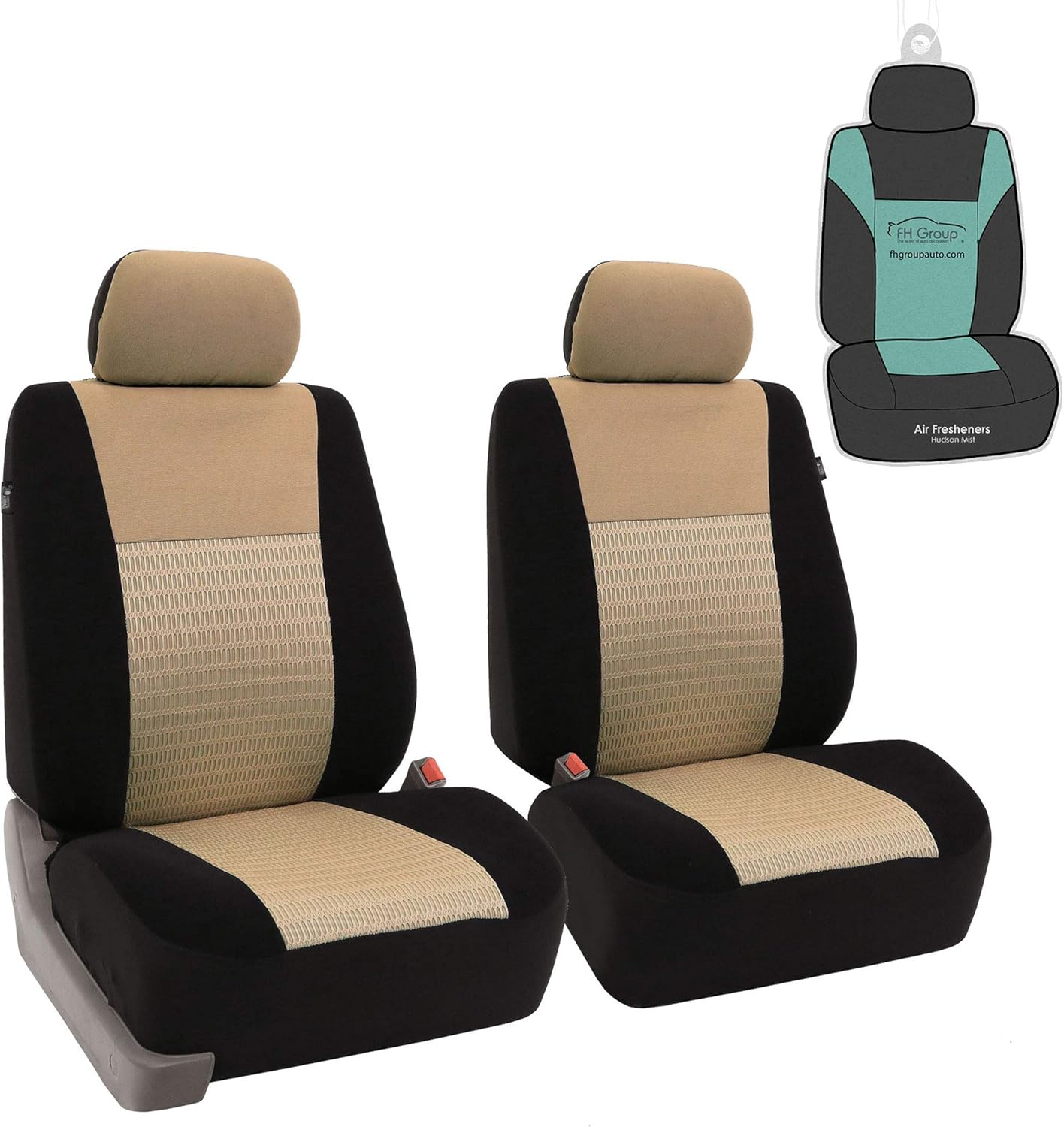 FH Group Trendy Elegance Front Set Seat Covers, Airbag Compatible (Gray/Black)- Universal Fit for Cars, Trucks & SUVs