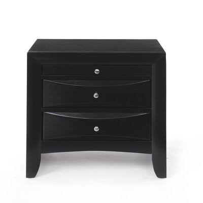 Dimetri 3 - Drawer Nightstand Red Barrel Studio Color: Black