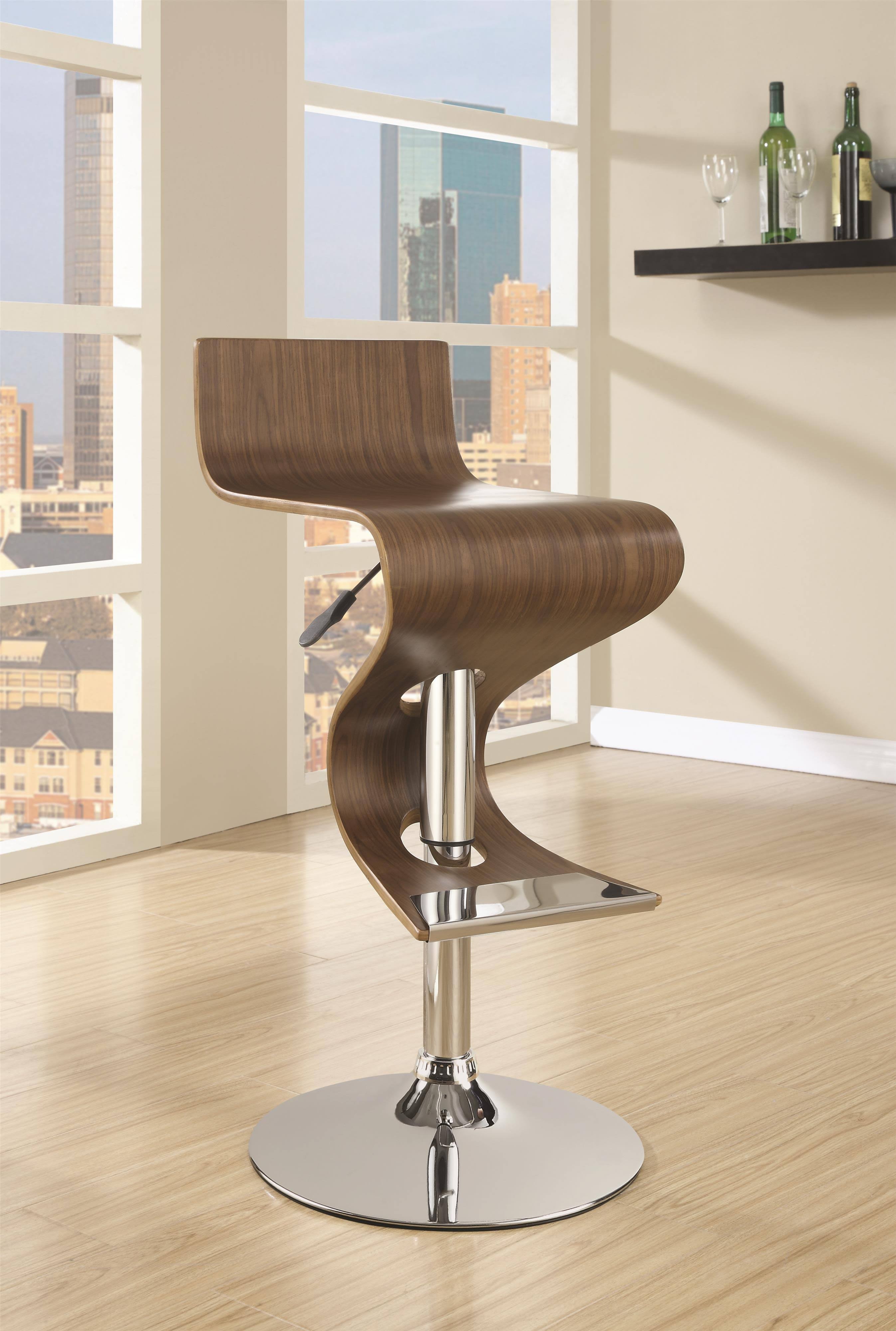 Coaster Furniture Adjustable Height Low Back Bar Stool, Walnut