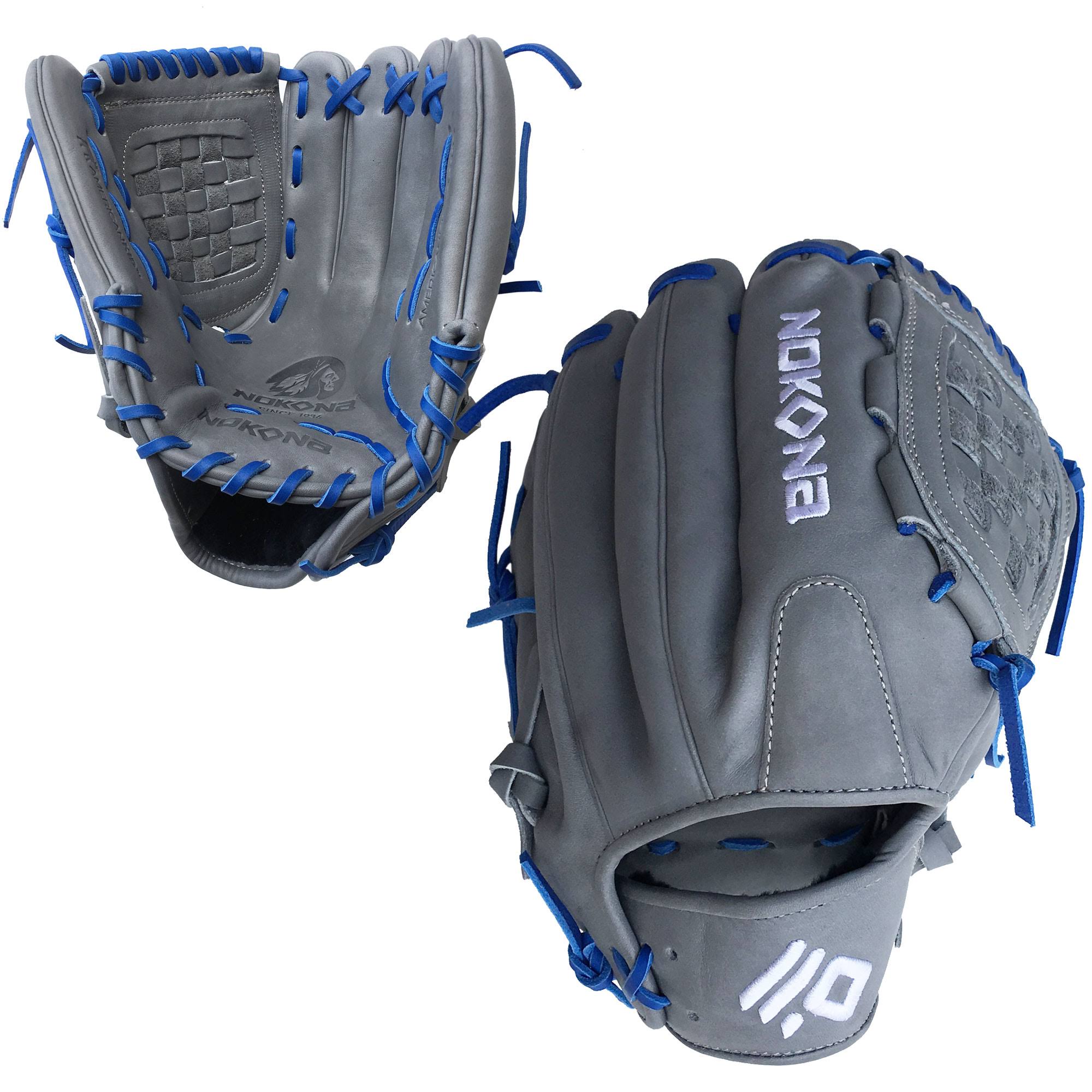 Nokona AmericanKip Gray Closed Web 12 inch A-1200C-GR Ry Baseball Glove (Royal Lacing)