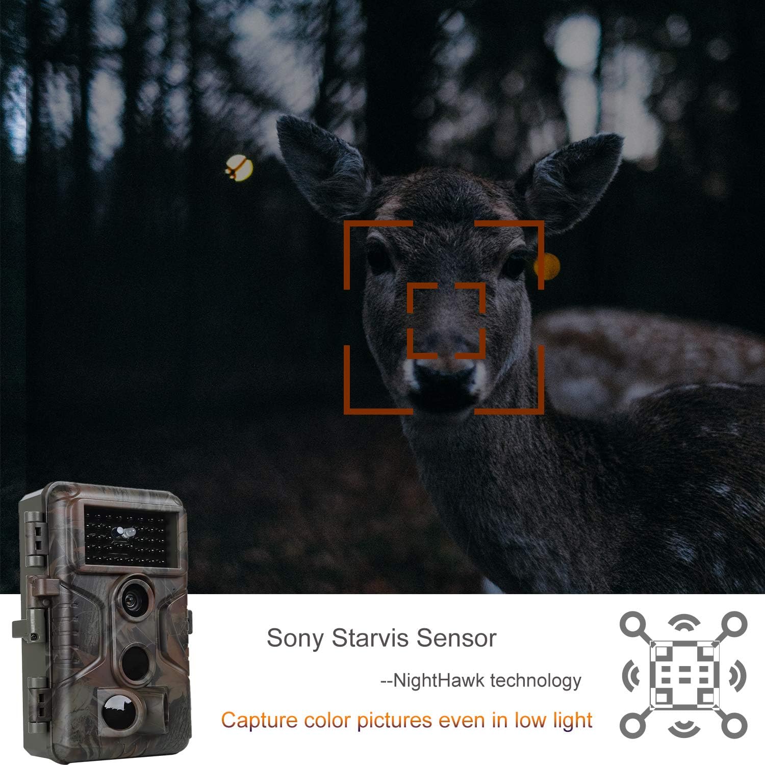 Professional Game & Deer Trail Camera with 100ft Night Vision 24MP Photo 1296P H.264 MP4 Video 0.1S Trigger Motion Activated Waterproof for Outdoor Wildlife Hunting & Home Security Surveillance