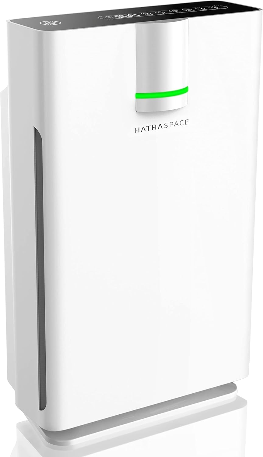 HATHASPACE Smart Air Purifier 2.0 for Home Large Room with True HEPA Air Filter for Allergies, Pets, Smoke, Quiet Air Cleaner, Removes 99.9% of Dust, Mold, Pet Dander, Odors, Pollen - HSP002 - 1500 Sq. Ft. Coverage - H13 True HEPA