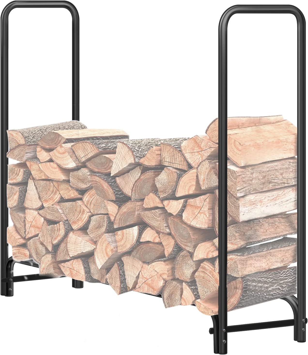 Gtongoko Firewood Rack for Outdoor And Indoor Use, Heavy Duty Firewood Storage Log Rack 4ft For Fireplace , Fits On Porches, Decks, Patios, Family Room