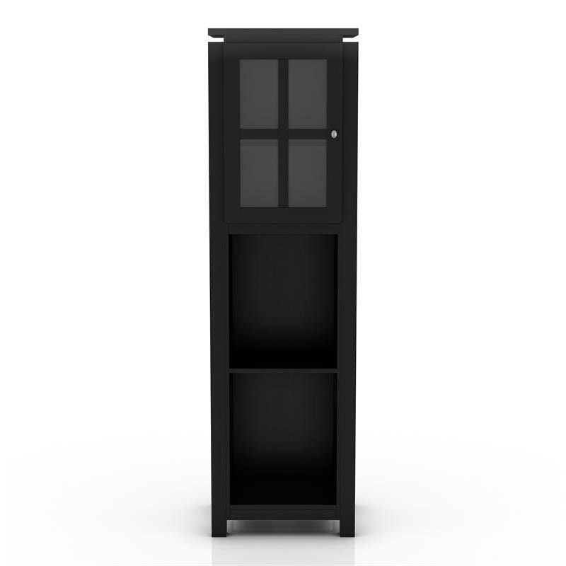 Furniture of America Tellun Wood Contemporary 4-Shelf Tower Cabinet in Black - HFW-1477C1-TR