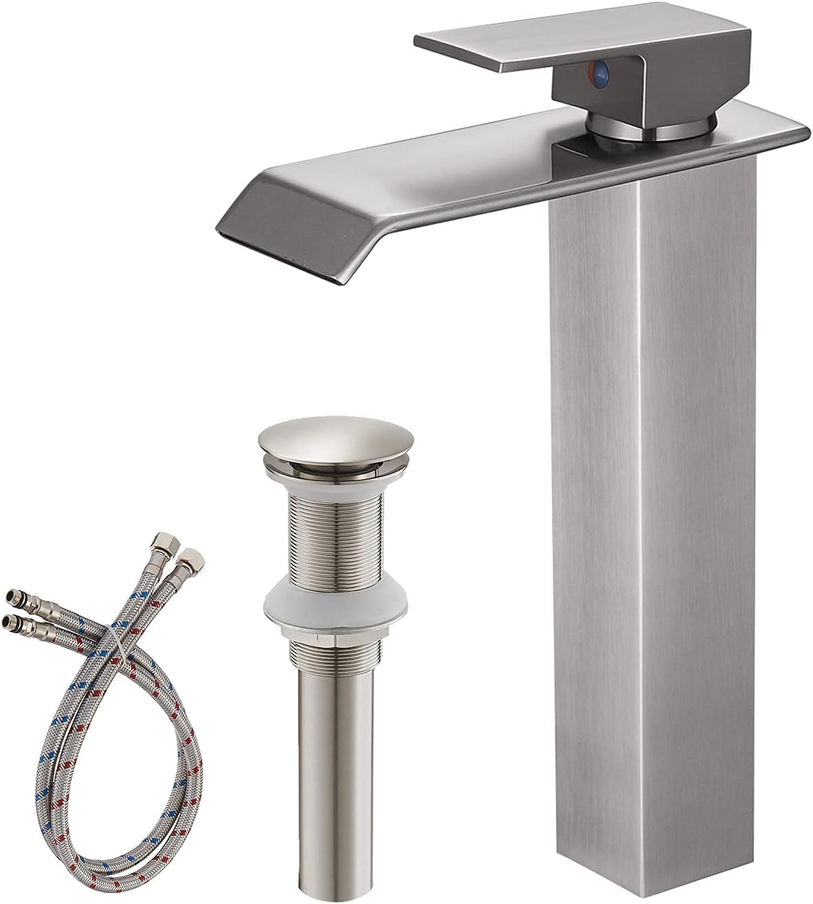 Greenspring Gold ＆ Black Bathroom Sink Faucet Waterfall Single Hole Single Handle Modern Bathroom Faucets Deck Mount Commercial Bath Vanity Lavatory RV Mixer Tap with Drain