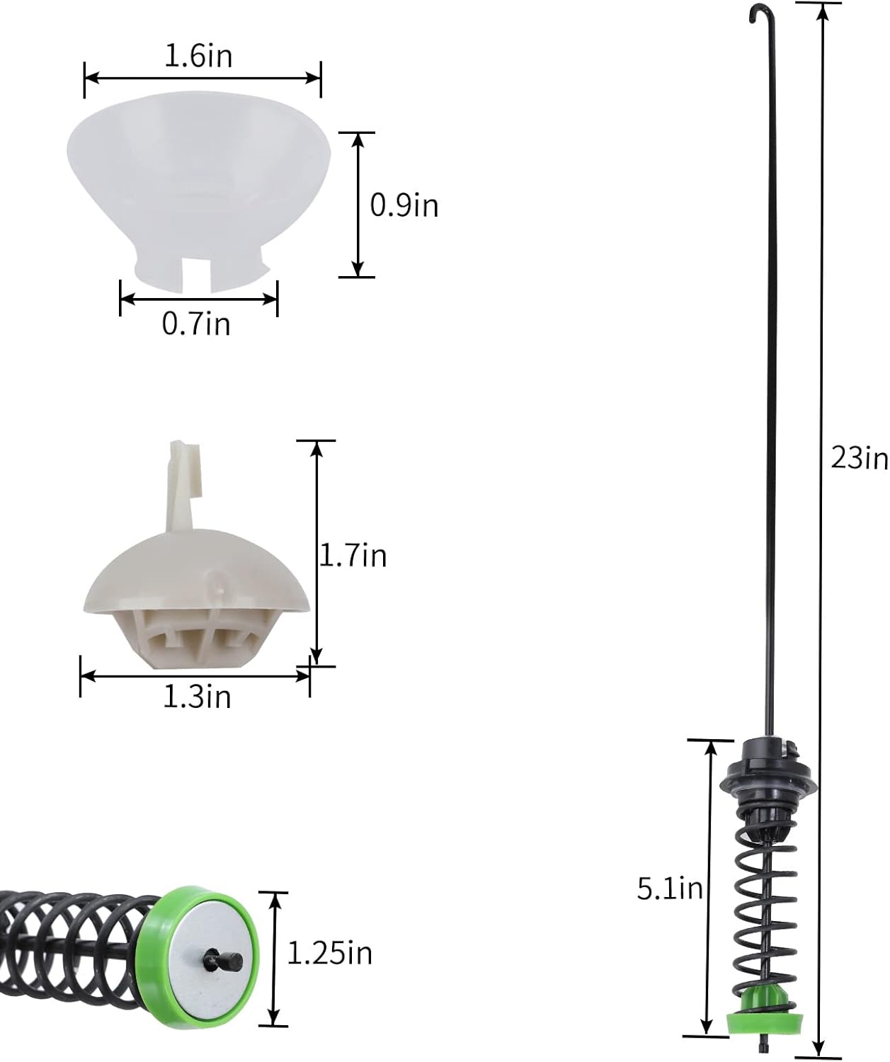 Updated W11130362 Washer Suspension Rod Kit - Compatible with part Whirlpool Kenmore Washing Machines - Replaces Part Number WTW5000DW0, WTW5000DW2, MVWC565FW0, 11022352510(Pack of 4)