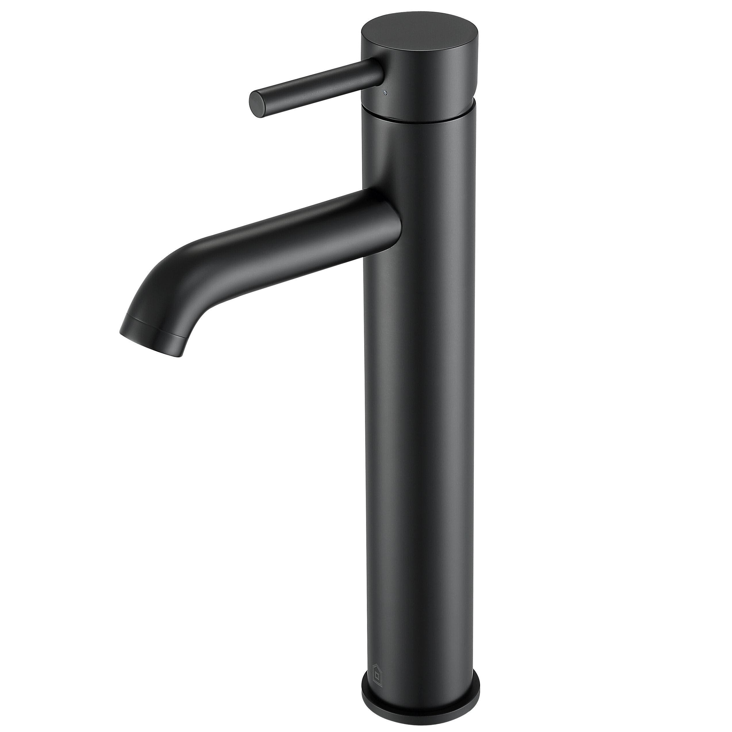 Ancona Argenta Single Hole Single Lever Vessel Bathroom Faucet in Matte Black