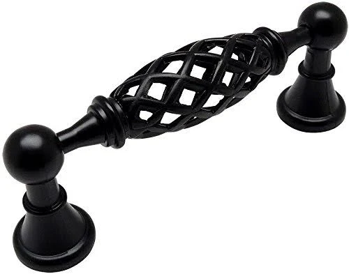 Cosmas 1749-96fb Flat Black Birdcage Cabinet Hardware Handle Pull - 3-3/4 inch (96mm) Hole Centers - 15 Pack