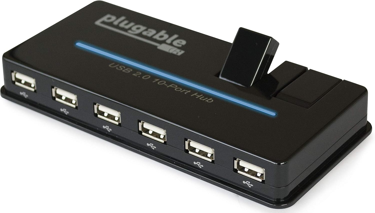 Plugable USB Hub, 10 Port - USB 2.0 with 20W Power Adapter and Two Flip-Up Ports Pack of 2