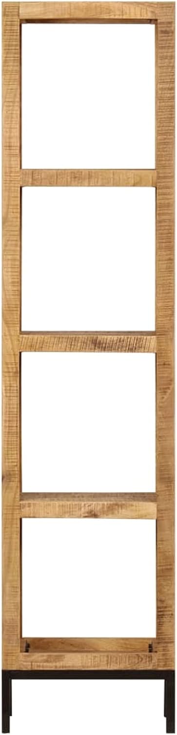 Tidyard Bookcase with 4 Open Compartment Shelves Mango Wood Cabinet Wooden Book Rack for Living Room, Bedroom, Home Furniture 15.7 x 11.8 x 68.9 Inches (W x D x H)
