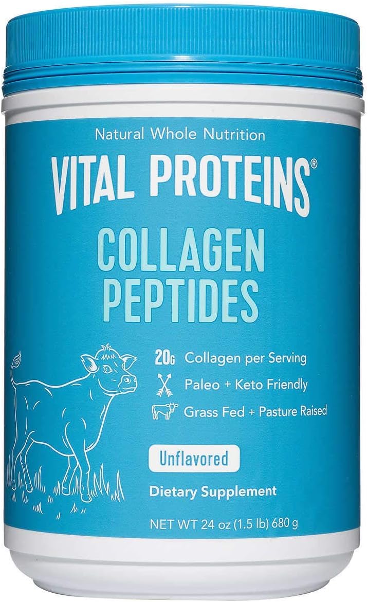 Vital Proteins Natural Whole Nutrition Collagen Peptides - Pasture Raised, Grass Fed, Paleo Friendly, Gluten Free, Single Ingredient - 24 Ounce Pack of 2